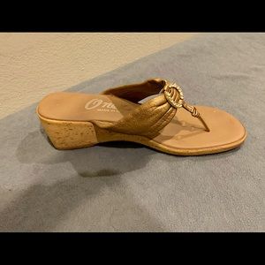 Onex Bronze Jeweled Rhinestone Wedge Sandals